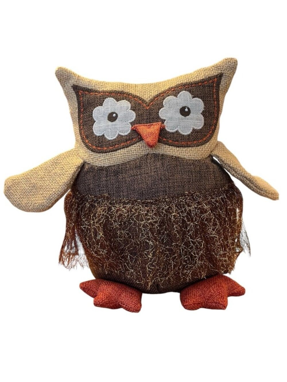 Owl Door Stopper Burlap Brown Orange Home Decor Bird Door Stop Farm Country